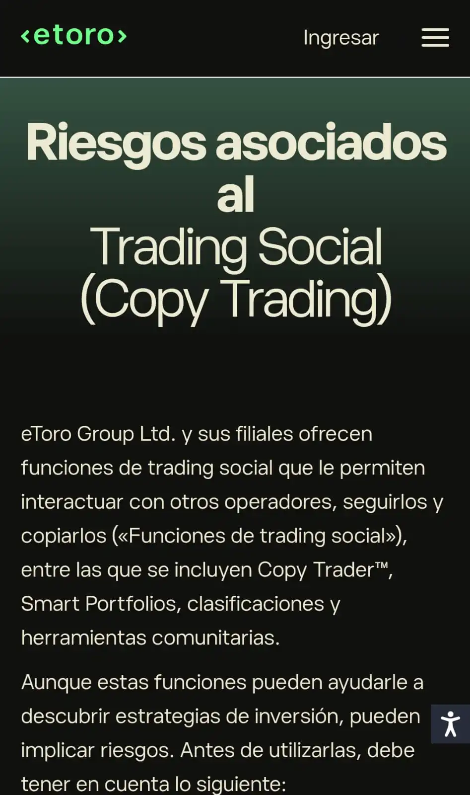 Riesgos de CopyTrader de eToro