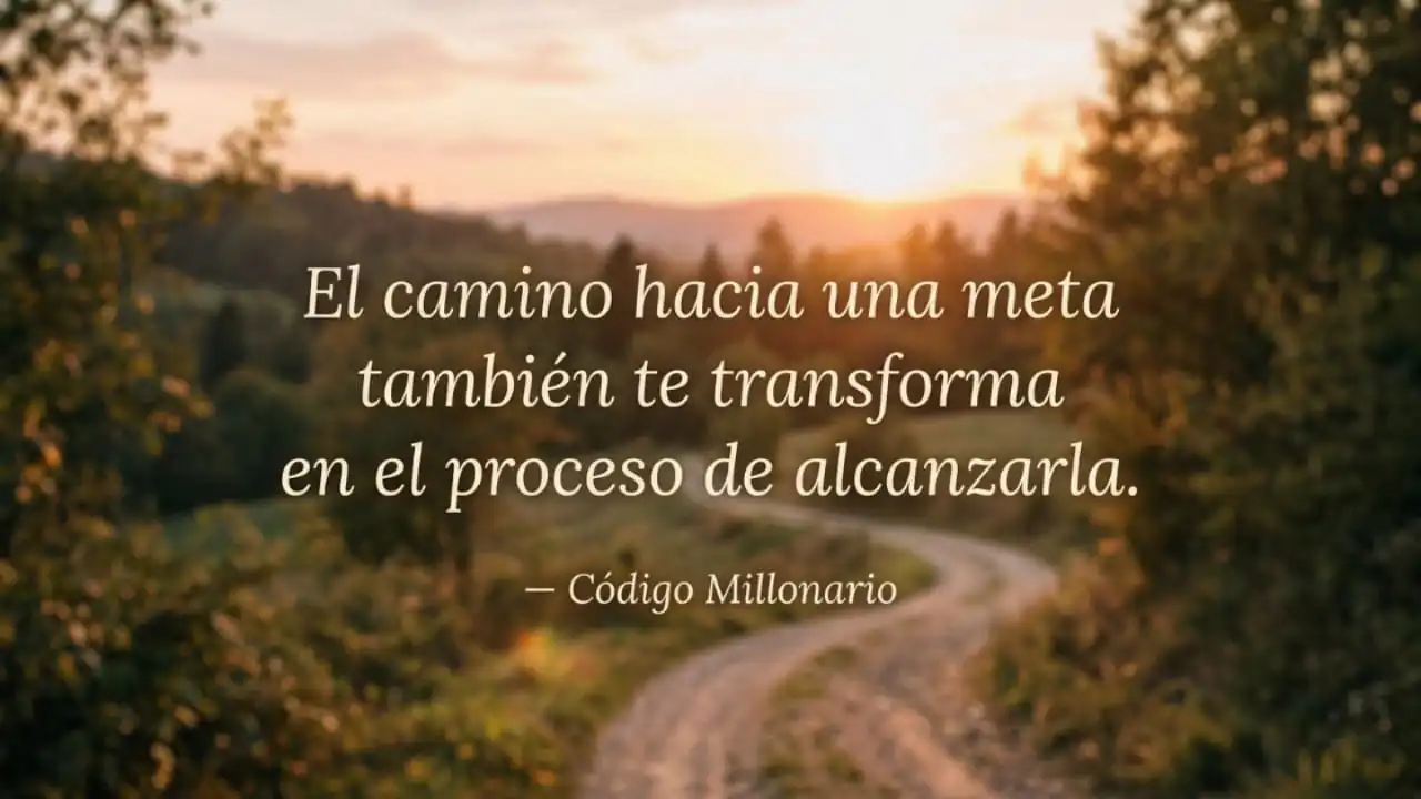 Frase motivacional sobre avanzar y alcanzar objetivos