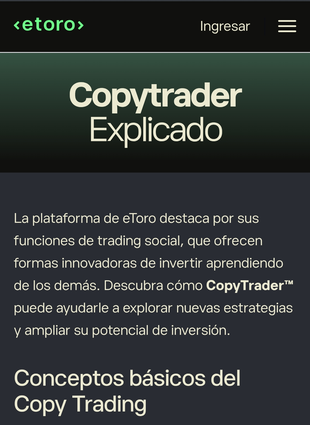 Cómo funciona CopyTrader de eToro al copiar a un inversor